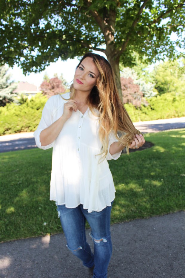 Flowy white top! Women's summer and spring style :)